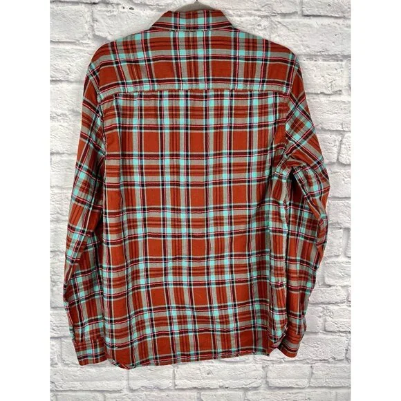 SCOTCH AND SODA AMSTERDAM Men's Burnt Orange Turquoise Plaid Button Down Large - Picture 6 of 6